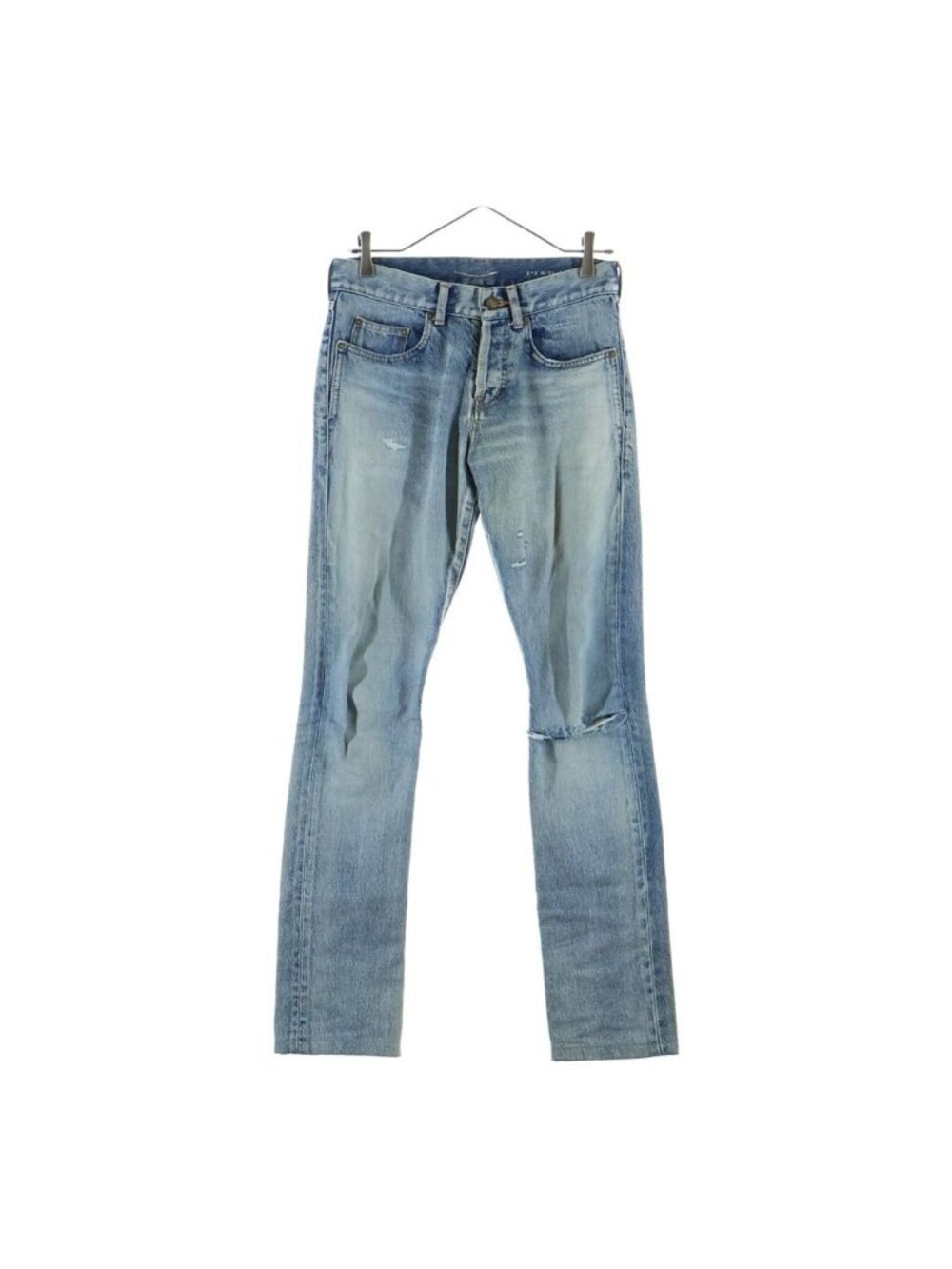 Saint Laurent Paris Crush Processing Skinny Denim Pants Trousers Light Indigo